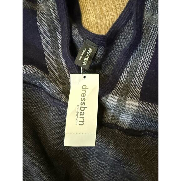Dressbarn Poncho Scarf Wrap Blue Grey Plaid-One Size Fits Most - Picture 3 of 4